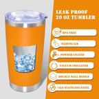 20 oz Tumbler with lid Double Wall Vacuum Insulated Tumblers Stainless Steel Coffee Mug Travel Coffee Tumbler Powder Coated Tumbler Cup Keep Hot&Cold - (Orange 1 Pack)