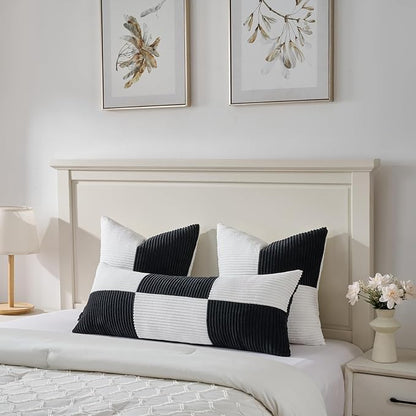 Fancy Homi Set of 2 Black White Big Decorative Throw Pillow Covers 24x24 Inch - Image 5