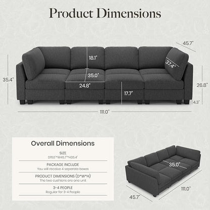 Belffin 111" Cloud Sectional Sleeper Sofa - Image 2