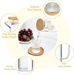 Hsei 2 Sets Glass Pitcher with Lid, 67.6 oz / 2000 ml Water Carafe with Handles Hot Cold Beverage Water Jar Glass Jug for Tea Juice Milk Coffee Iced Beverage(2l)