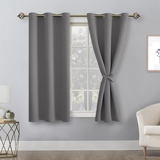 Blackout Curtains for Bedroom, Light Grey, 38 x 54 Inch, 2 Panels | Thermal - Image 9