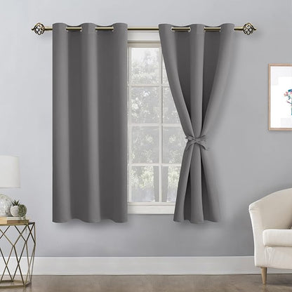 Blackout Curtains for Bedroom, Light Grey, 38 x 54 Inch, 2 Panels | Thermal - Image 9