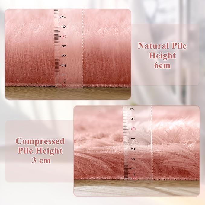 ORINOVA Pink Washable Fluffy Circle Rugs - Image 5