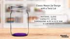 DISCOUNT PROMOS 10 Decorating Mason Jars Set, 12 oz. - Canning, Aluminum Lid - Purple
