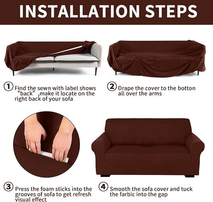 Peryiter 3 Pcs Couch and Loveseat Covers Set Sofa Cover - Image 3
