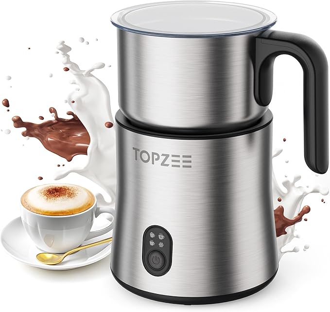 Electric Milk Frother and Steamer 4-in-1, 16.9oz/500ml Large Capacity, Frother for Coffee with Warm/Cold Foam, Warm Milk & Hot Chocolate for Latte, Cappuccino