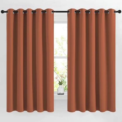 NICETOWN Burnt Orange Window Treatments 66 inch Length 2 Panels Set, Grommet by NICETOWN