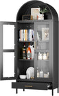 Arched Cabinet with Glass Doors, Modern Kitchen Pantry Cabinet with 2 by GANGMEIMENTALSTORAGECABINET