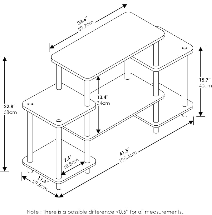 Furinno Turn-N-Tube No Tools Entertainment Center, Round Square Corner - Image 3