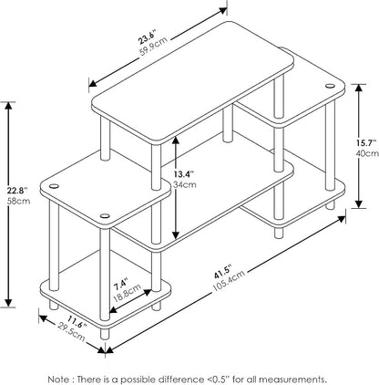 Furinno Turn-N-Tube No Tools Entertainment Center, Square corner, Dark Walnut - Image 3