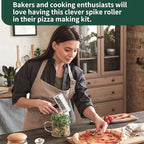 Pizza Dough Docker, Premium Dough Roller with Stainless Steel Spikes, Sturdy Pizza Docking Tool that Prevents Dough from Blistering, Time-Saver for Making Pizza Cookie Pie Pastry