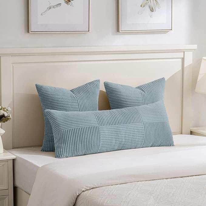 Fancy Homi Set of 2 Light Blue Decorative Throw Pillow Covers 18x18 Inch - Image 5