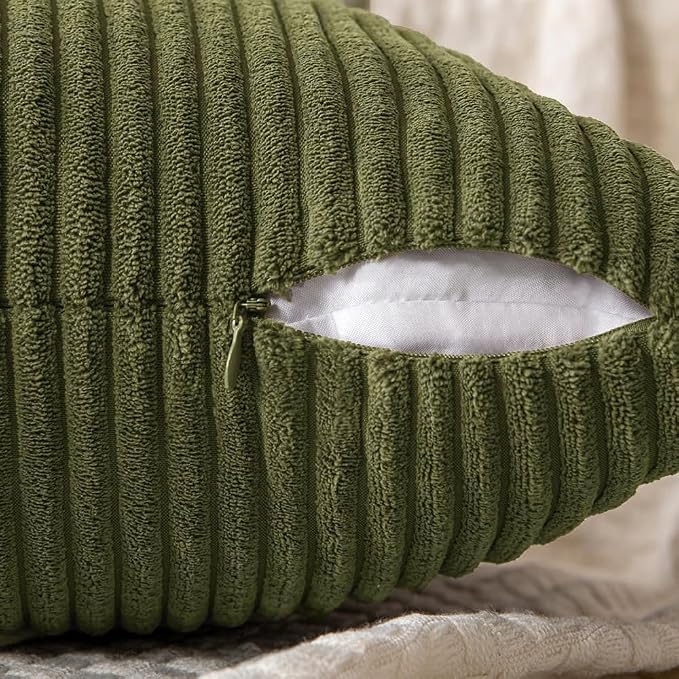 MIULEE Olive Green Decorative Euro Sham Pillow Covers 24x24 Inch - Image 6