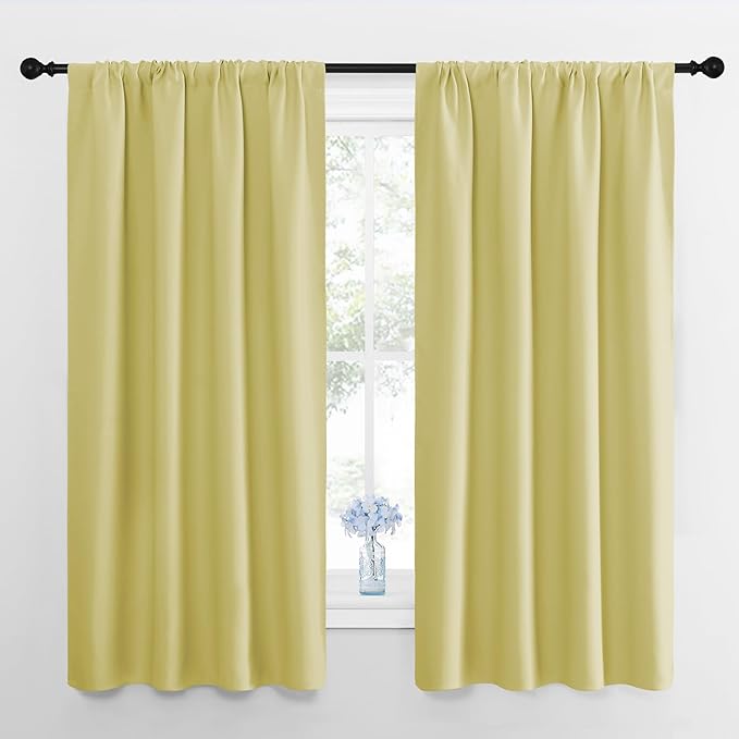 NICETOWN RV Blackout Curtains for Camper Windows, Paler Yellow, Short Blackout by NICETOWN