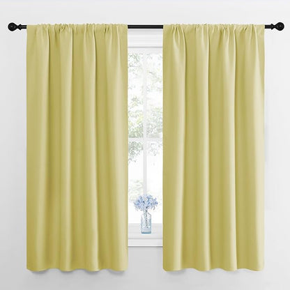 NICETOWN Kitchen Curtains, Short Blackout Drapes, Paler Yellow, Thermal by NICETOWN