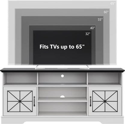 Xixini Farmhouse TV Stand for 65/60/55 Inch Tvs, Rustic Entertainment Center - Image 2
