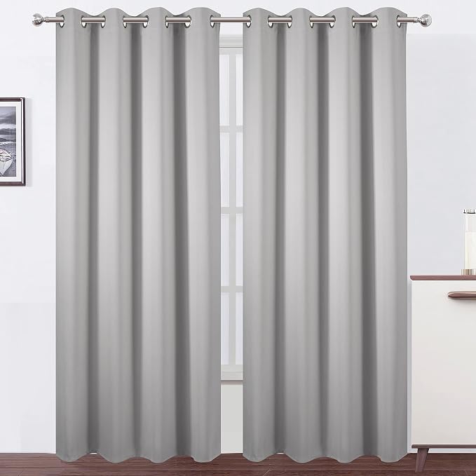 Blackout Curtains 52 x 84 inch/Light Grey Curtains Set of 2 Panels/Thermal by Lemomo