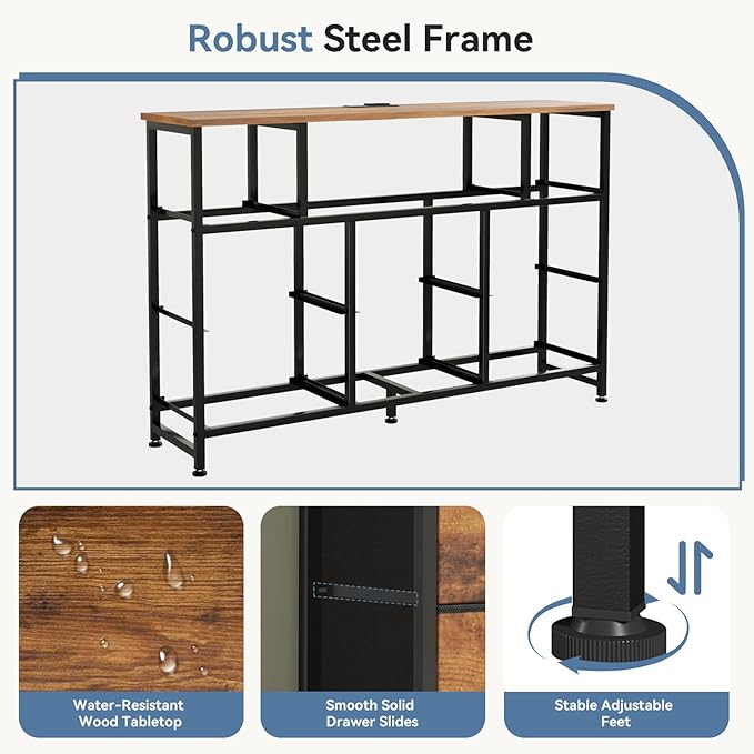 DUMOS TV Stand Dresser with 8 Fabric Drawers and Open Shelves, LED - Image 5