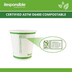 6 oz Paper Hot Cups Bulk, Tree-Less™ Compostable Paper Coffee Cups, Extra Strength, Tree-Free and Made Without PFAS, White (1000 Count)