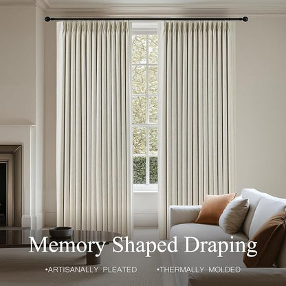 100% Blackout Pinch Pleated Linen Curtains 105 Inches Long - Image 7