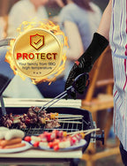 WEEDABEST Hot BBQ Gloves Heat Resistant Kitchen Oven Mitts Professional Long Heat Resistant Cooking Gloves for Grill,Grilling,Smoker,Barbeque,13.5 inch-Black
