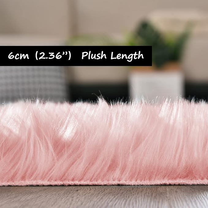 Goolela Pink Area Rugs 10x12 Fluffy Fuzzy Furry Rug - Image 2