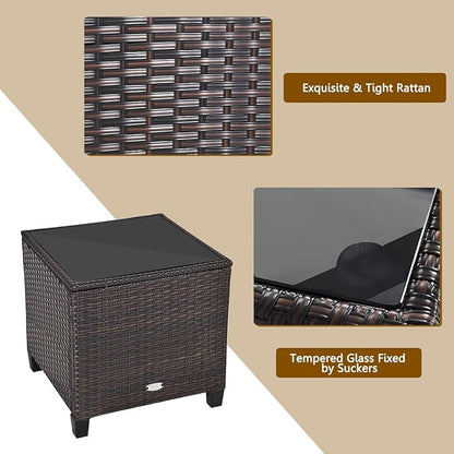 COSTWAY 3PCS Patio Furniture Set, PE Rattan Wicker Sofa w/Washable Cushion and - Image 8