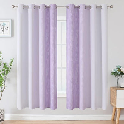 Lilac and Greyish White Ombre Blackout Curtains Living Room 72 Inches Long | - Image 2