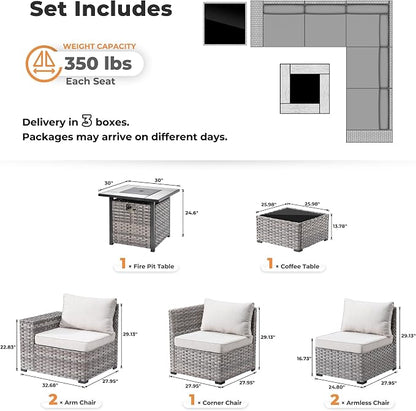 ovios 7 Pieces Patio Furniture Set, Outdoor Wicker Sectional Sofa - Image 8