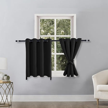 RV Blackout Curtains for Bedroom 52 x 30 Inches Long Black 2 Panels | Thermal - Image 2