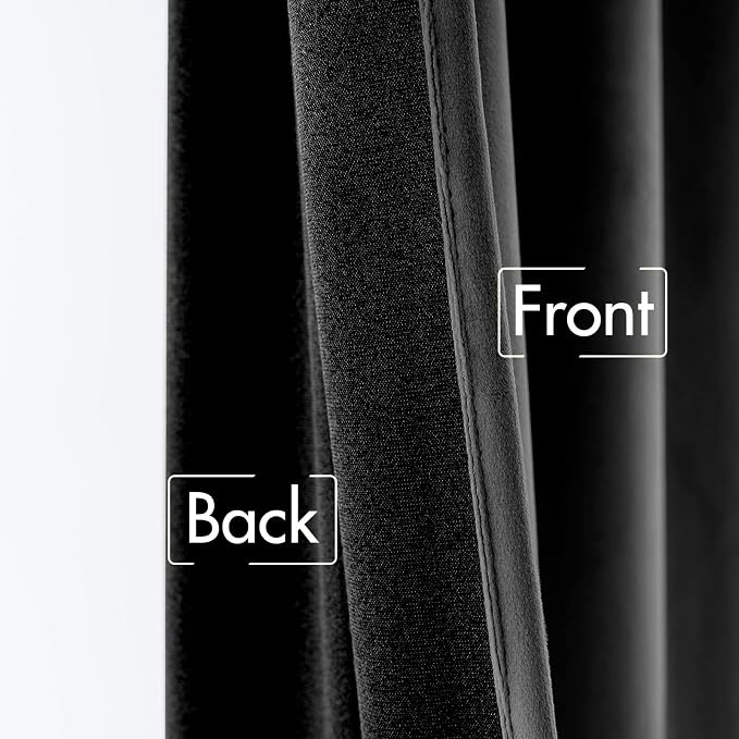 MIULEE Black Velvet Curtains 52x90 inches 2 Panels Luxury Blackout Curtains | - Image 6