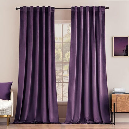 MIULEE Purple Velvet Curtains 52x96 inches Luxury Blackout Curtains | Thermal by MIULEE