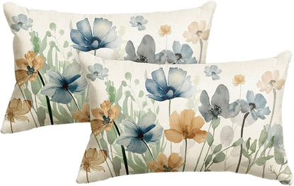 AVOIN colorlife Poppy Chinoiserie Flowers Pillow Covers 12x20 Inch Set of 2 | by AVOINcolorlife