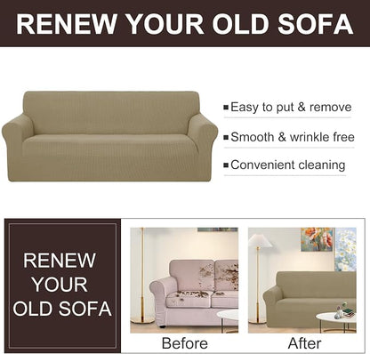 U-NICE HOME Loveseat Cover Stretch Couch Cover Sofa Slipcover, Sand | 2 Cushion - Image 4