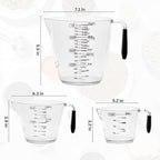 Measuring Cup Set - Clear Plastic Measuring Cups for Liquids Batter Flour Powder - Measuring Cups with Handle & Spout (8/16/32) oz