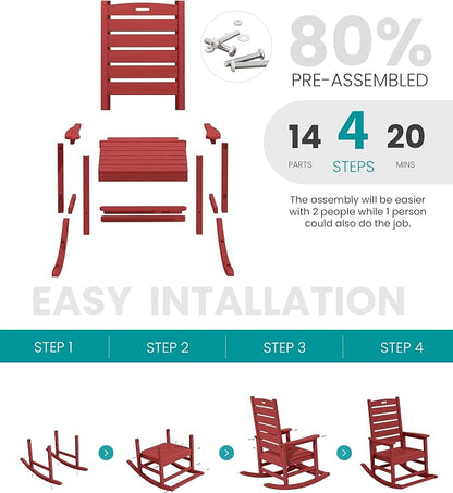 SERWALL Outdoor Rocking Chair, Oversized Rocking Chair - Image 5