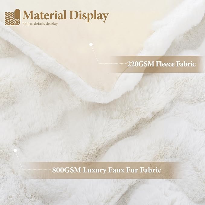 Luxury 1000GSM Faux Rabbit Fur Throw Blanket, Super Heavy Warm Cozy Blankets - Image 4