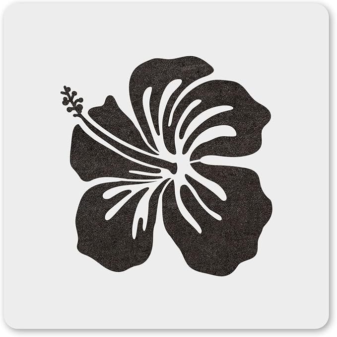 MAGJUCHE Hibiscus Stencil 12 Inches, Reusable Spring Flower Stencil for Painting DIY Crafts Decor