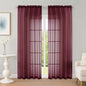 Sheer Curtains 84 Inches Long 2 Panels Set, Burgundy Sheer Curtain by OWENIE