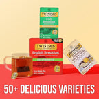 Twinings Decaffeinated English Breakfast Black Tea Bags, 50 Count (Pack of 6), Flavourful, Robust, Enjoy Hot or Iced, 300 Teabags