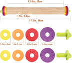 17Inch Wooden Rolling Pin, Rolling Pin with 4 Adjustable Thickness Ring, Graduated Rolling Pin for Baking, Fondant, Pizza, Crust, Cookies, Pastry