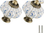 Ivory & Blue Pumpkin Knobs 2 Pack Ceramic Cabinet Knobs Vintage Drawer Pulls by Zernmiarder
