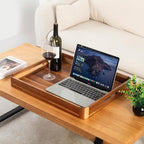 Wooden Serving Tray with Handles,Rustic Ottoman Tray for Kitchen Counter/Coffee Table/Living Room Decor,Versatile Tray for Party Picnic Barbecue