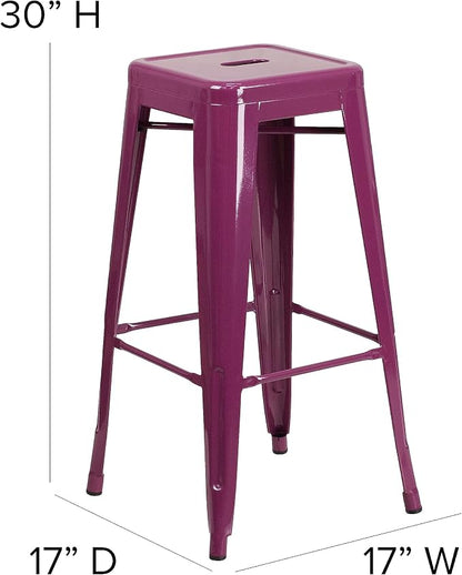 Flash Furniture Commercial Grade 30" High Backless Purple Indoor-Outdoor - Image 3