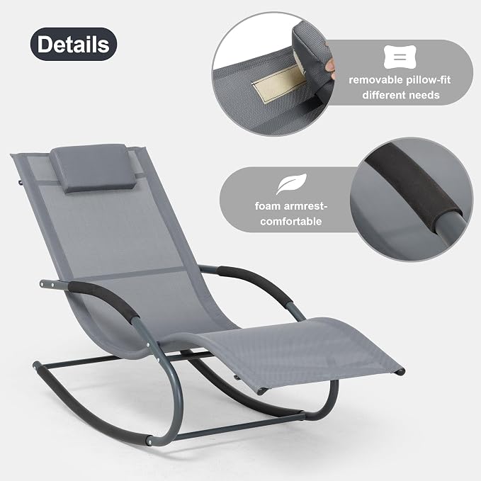 Outdoor Lounge Chair with Pillow, Chaise Lounge Chair - Image 5