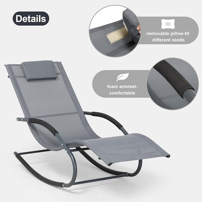 Outdoor Lounge Chair with Pillow, Chaise Lounge Chair - Image 5