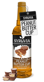 Syruvia Peanut Butter Cup Syrup for Coffee, Sweet Coffee Flavoring, 25.4 fl oz, Kosher, Gluten Free, Perfect for Lattes, Smoothies, Shakes, Drinks, Desserts, and More.