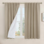 Natural 100% Blackout Linen Curtains 54 Inches 2 Panels, 42 x 54 Inch | Privacy by LAMIT
