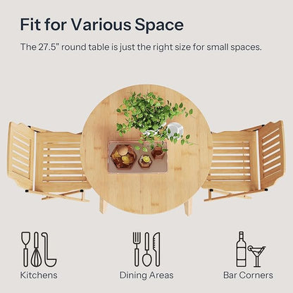 HOOBRO Bamboo Dining Table, Round Dining Table - Image 4