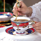 Euro Style Bone China Tea Set, Tea Sets For 6 Adults, Bone China Tea Cup Set With Teapot Spoons, Sugar Bowl, Creamer Pitcher, Tea Set for Women, Tea Party Set, Gift Package (21, Vienna)
